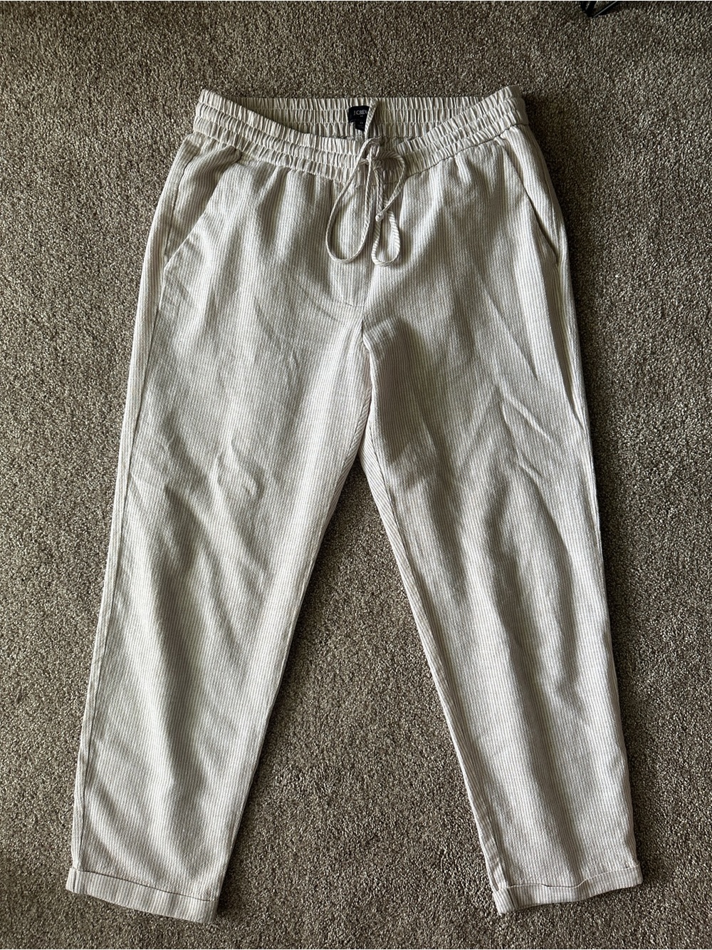 J. Crew Women's Cream linen Cropped Drawstring Pants